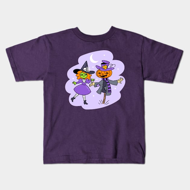 Witch and Scarecrow Kids T-Shirt by Valentina